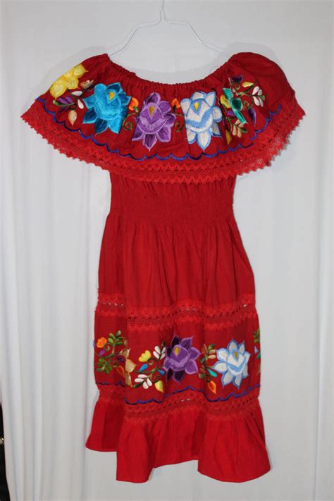 womens mexican dress off the shoulder with flower embroidery etsy mexican outfit mexican