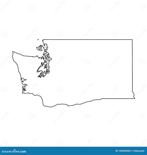 Washington State Of Usa Solid Black Outline Map Of Country Area