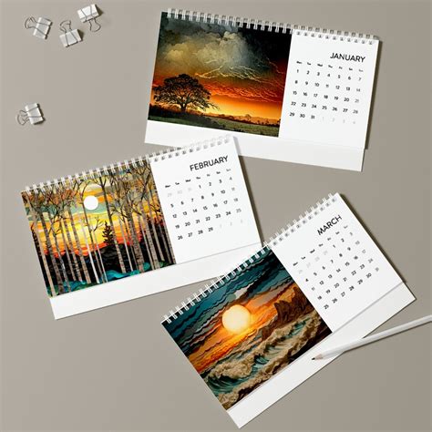 Desk Calendar 2024 Desk Calendar Sunrises Twelve Months Of Etsy