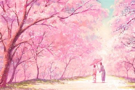 Anime Pink Tree Wallpaper Allwallpaper