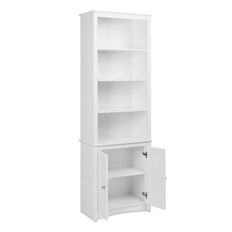 Prepac Tall Bookcase With 2 Shaker Doors White The Home Depot Canada