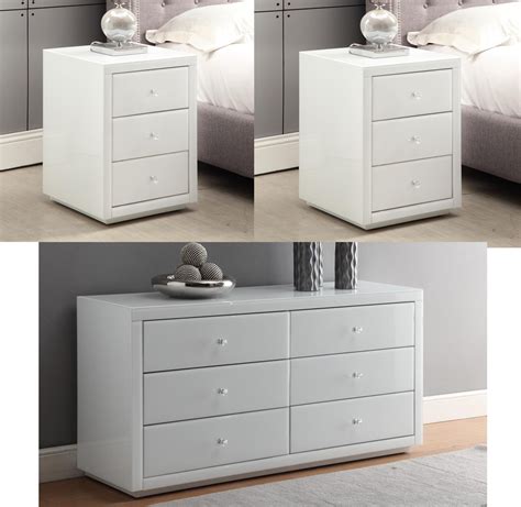 4.8 out of 5 stars. VEGAS White Glass Mirrored Bedside tables & Dresser - Mirror Furniture | eBay