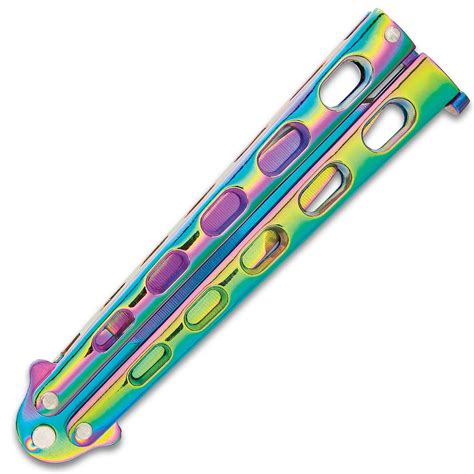 Rainbow Slotted Butterfly Knife Stainless Steel Blade