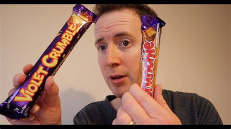 uk cadbury crunchie vs australia s violet crumble review australian candy taste test youtube