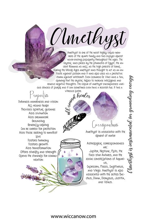 Amethyst Crystal Benefits And Meaning Crystal Healing Chart Crystals