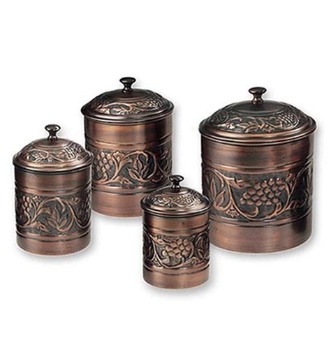 Vintage kitchen copper canister set of 6 by vintagekitchenshop. Kitchen Canister Set - Antique Copper (Set of 4) in ...
