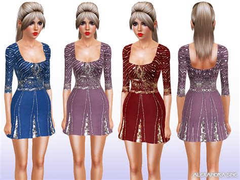 The Sims Resource Maya Cerise Embellished Dress