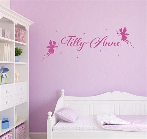 Personalised Fairies With Name Vinyl Wall Sticker Fairy Decal Etsy