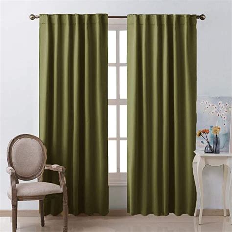 Nicetown Living Room Blackout Draperies Curtains Olive