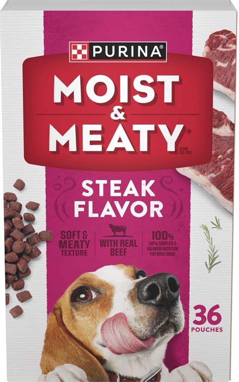 Moist And Meaty Steak Flavor Dry Dog Food 6 Oz Pouch Case Of 36