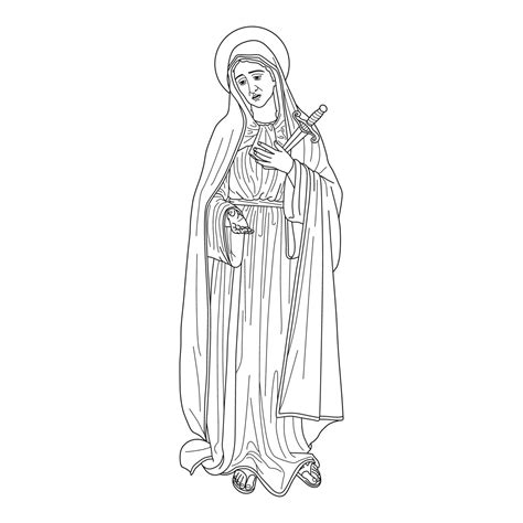 Our Lady Of Sorrows Vector Illustration Outline Monochrome 6549087