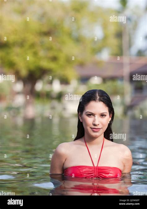 Woman Swimming In A Resort Pool Phuket Thailand Stock Photo Alamy