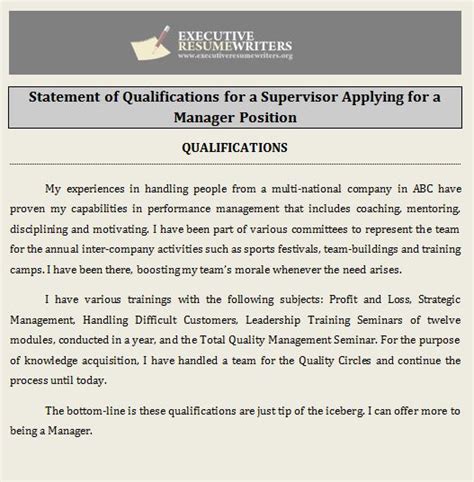 Professional Help with Statement of Qualifications