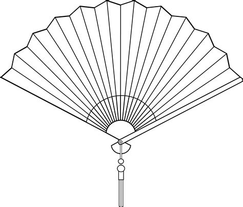 Fan Chinese Line Clipart Clip Fans Asian Japanese Hand Drawing Cliparts