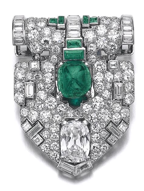 ©️ Sothebys Sale Ge1705 Lot 300 Emerald And Diamond Clip Cartier