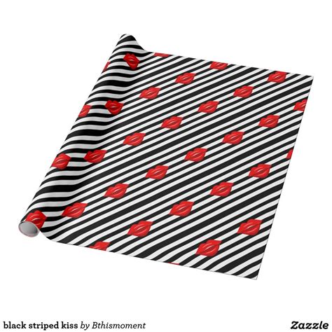Black Striped Red Kisses T Wrapping Paper Wrapping Paper T Wrapping Paper Kiss T