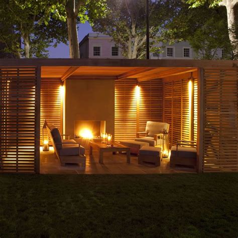 Feb 23, 2021 · hang some string lights in the seating area for extra style points. This outdoor room seems to glow in the twilight ...