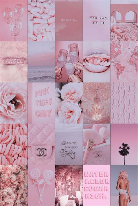 Pink Collage Wall Decor Collage Pink Pink Aesthetic Wall Blush Pink