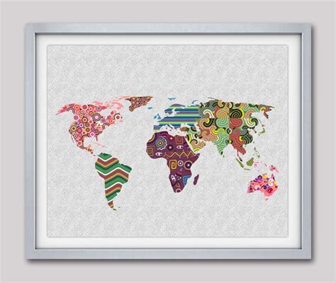 World Map Art Map Art Decor Map Print Poster Geometric Art Etsy