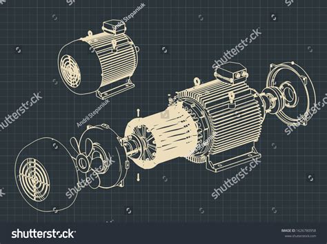 Vector Illustration Drawings Standard Electric Motor Stock