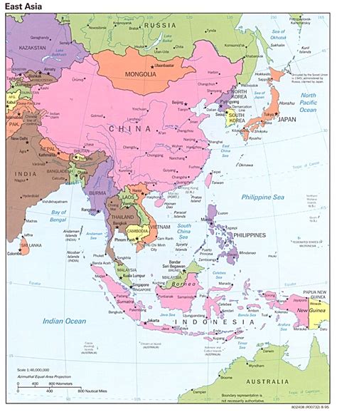 East Asia Political Map 1995 Full Size