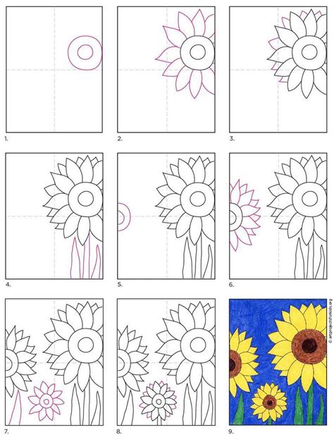 How To Draw A Sunflower For Kids Drawing Ideas