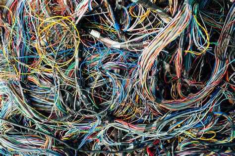 Lots Of Colorful Tangled Wires In One Pile Stock Image Image Of