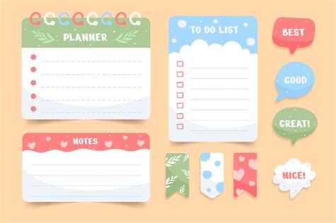 Free Vector Hand Drawn Cute Sticky Notes Illustration