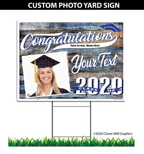 Class Of 2021 Graduation Wood Theme Photo Yard Lawn Sign Etsy