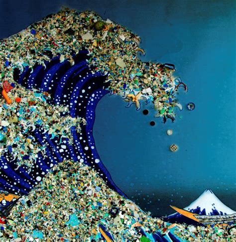 Marine Debris Art Collage Ocean Art Trash Art Sustainable Art