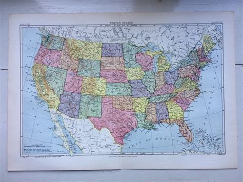 1875 United States Large Original Antique Map Cartography Etsy Uk