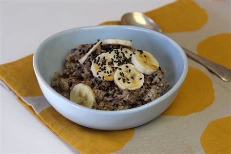 Coconut Quinoa Porridge With Banana And Black Sesame Seeds Coconut