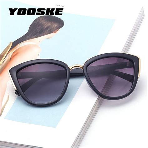 Yooske Cateye Sunglasses Women Luxury Brand Designer Vintage Gradient Glasses Retro Cat Eye Sun