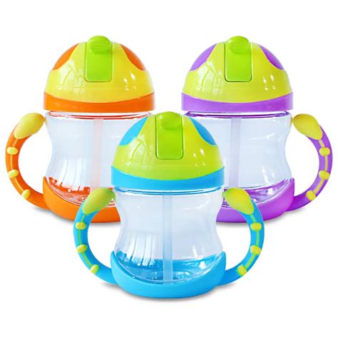 220ml Baby Kids Straw Cup With Handles Child Bottle Sippy Cups Children