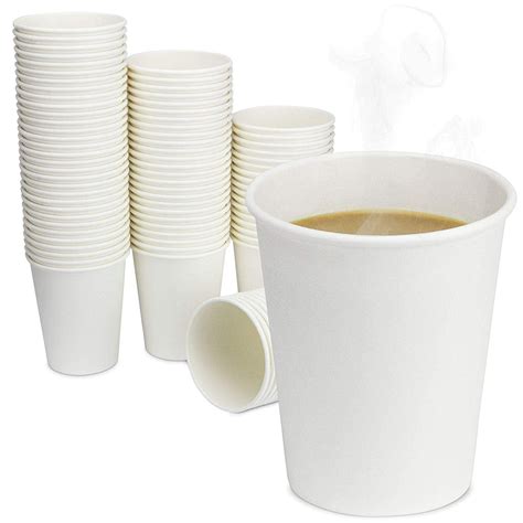 [200 Pack] 8 Oz Disposable White Paper Cups On The Go Hot And Cold Beverage All Purpose