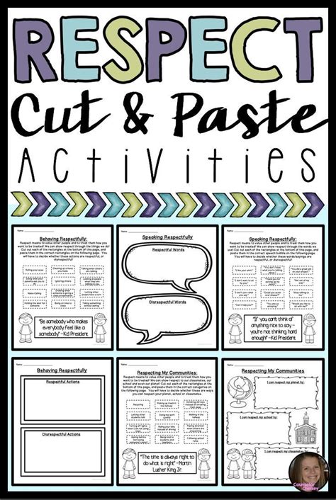Respect Cut And Paste Activities Worksheets For Character Education