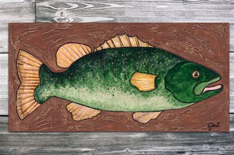 The Bass Fish Hand Painted Acrylic Watercolor On Canvas Fish