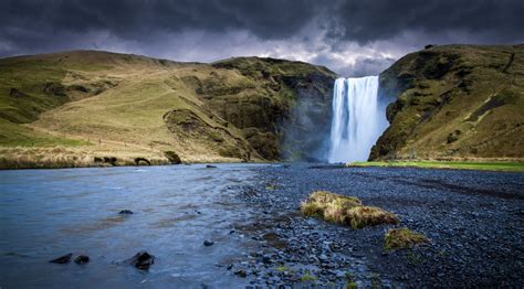 Skogafoss Waterfall Iceland 4k Ultra Papel De Parede Hd Plano De