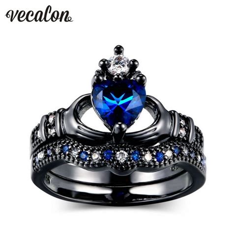 Https://tommynaija.com/wedding/black Claddah Wedding Ring Blue Stone