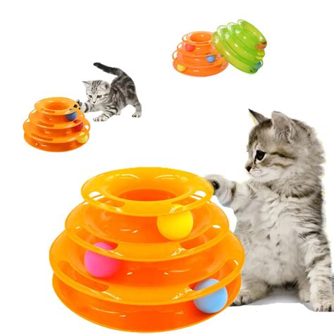 Best Funny Indoor Interactive Cat Toys Kitty Chase Triple Teaser Balls