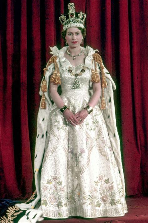 The queen spoke at the state dinner held at tuckers point where she vowed to continue supporting the territory. crownedlegend - Queen Elizabeth II's Coronation Dress, designed by... | Queen elizabeth ...