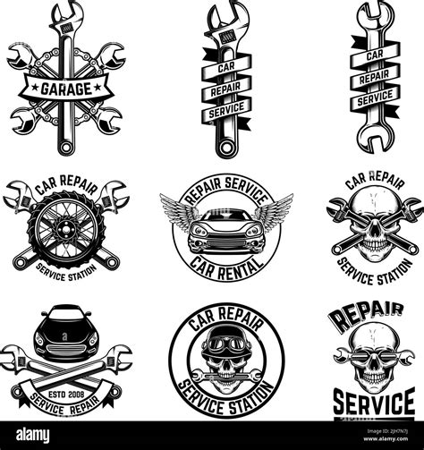 Set Of Car Repair Emblems Design Element For Logo Label Sign Badge