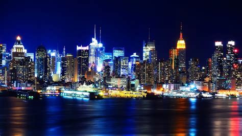 Fonds Décran Belle Ville De New York La Nuit Manhattan Etats Unis