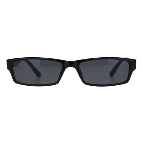 Sa106 Mens 90s Classic Narrow Rectangular Black Plastic Rim Dad Sunglasses