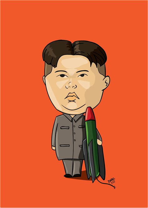 Kim Jong Un Rocketman Northkorea Trump Cartoon Art Drawing