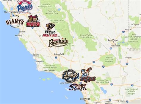 California League Map Teams Logos Sport League Maps