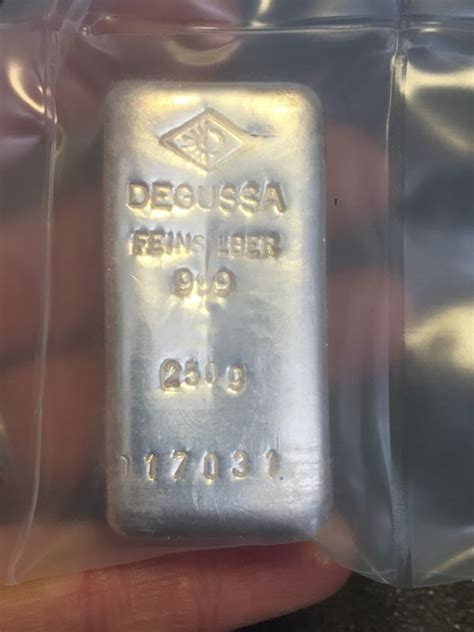 Germany Degussa 250 G Of 999 Silversilver Bar Historical Old Cast