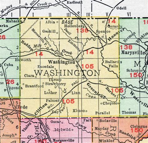 Washington County Kansas 1911 Map City Of Washington