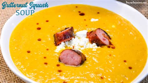 Butternut Squash Soup With Smoked Sausage Is A Savory Creamy Roasted
