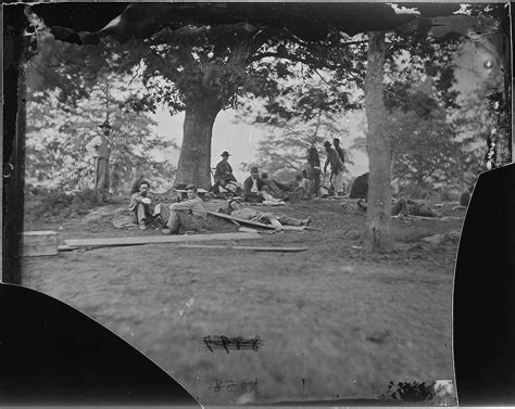 Wounded Soldiers Under Trees Maryes Heights Fredericksburg After